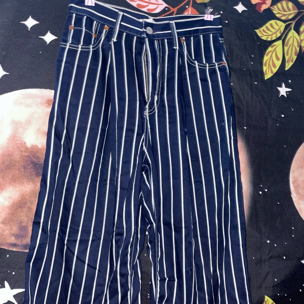 Levi’s Striped Blue and White Jeans Bell Bottoms, Size 25